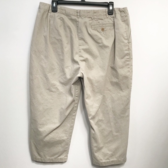 Lands' End Baumwolle Khaki Capris Womens Sz16P Cotton‎ Preppy Petite Flat Front - Picture 2 of 8